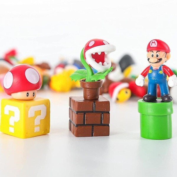 48 vnt Super Mario Bros minifigūrėlės žaislai lėlių veiksmo figūrėlės Modelių papuošalai Gimtadienio torto papuošimo dovanos