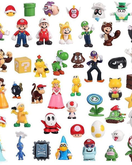 48 vnt Super Mario Bros minifigūrėlės žaislai lėlių veiksmo figūrėlės Modelių papuošalai Gimtadienio torto papuošimo dovanos