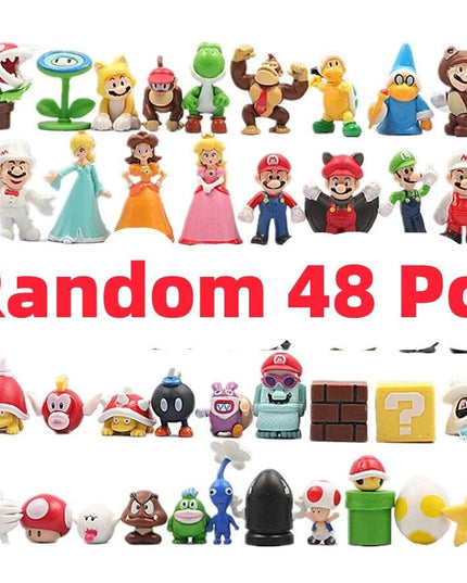 Super Mario Bros veiksmo figūrėlės, su maišeliu, 48 vnt