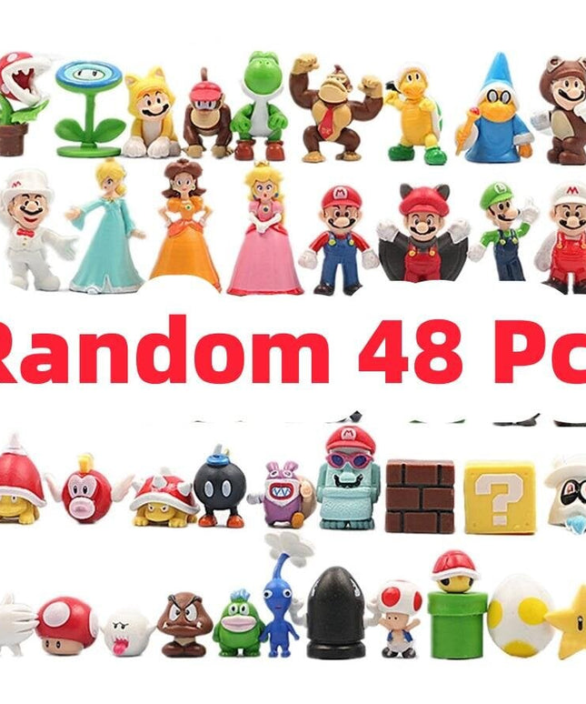 Super Mario Bros veiksmo figūrėlės, su maišeliu, 48 vnt