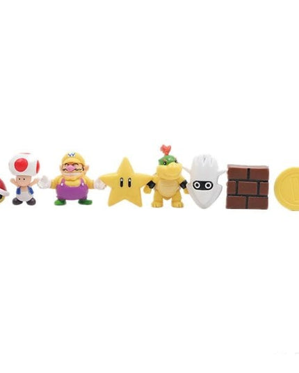 48vnt./ rinkinys Super Mario Family Luigi Yoshi Bowser Wario Peach Toad Daisy Figūros modelio žaislai