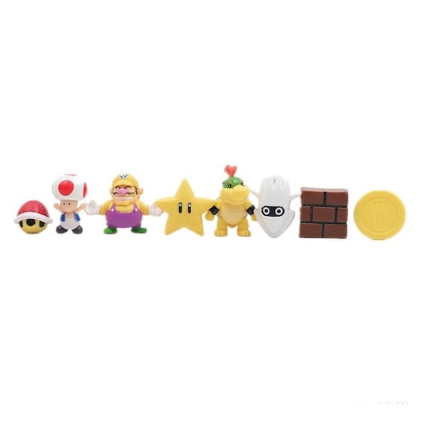 48vnt./ rinkinys Super Mario Family Luigi Yoshi Bowser Wario Peach Toad Daisy Figūros modelio žaislai