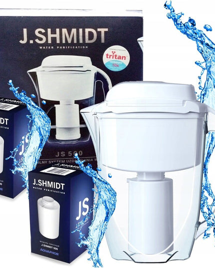 Vandens filtravimo ąsotis Aquaphor J.Shmidt 2.8l, su vandens filtrais A500, 2 vnt, baltas
