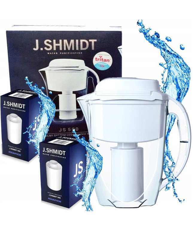Vandens filtravimo ąsotis Aquaphor J.Shmidt 2.8l, su vandens filtrais A500, 2 vnt, baltas