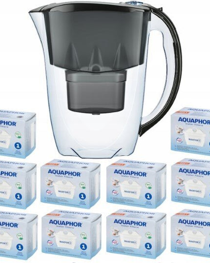 Vandens filtravimo ąsotis Aquaphor Amethyst + B25 Maxfor vandens filtrų 10 vnt, juodas