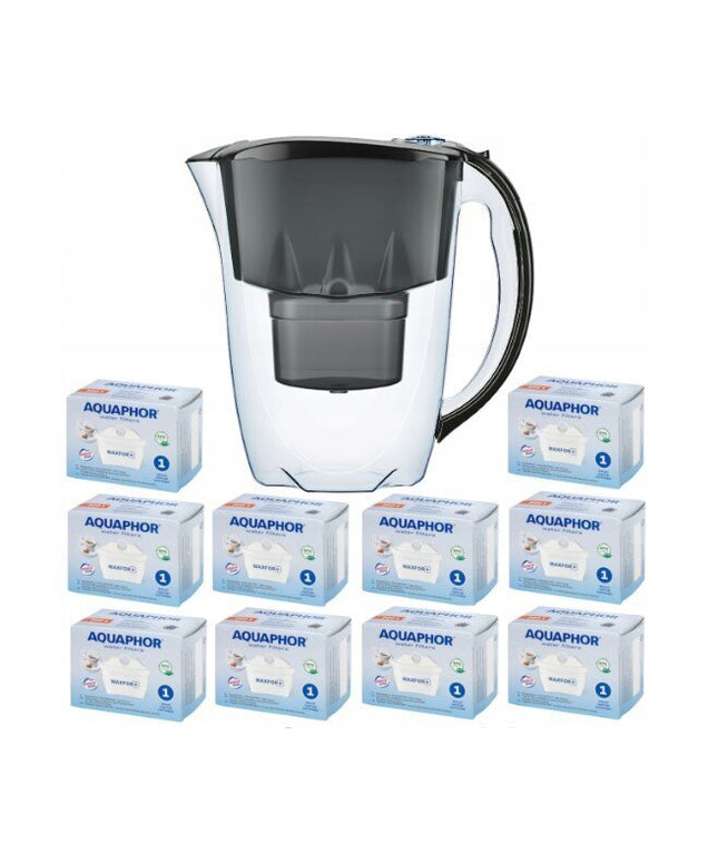 Vandens filtravimo ąsotis Aquaphor Amethyst + B25 Maxfor vandens filtrų 10 vnt, juodas