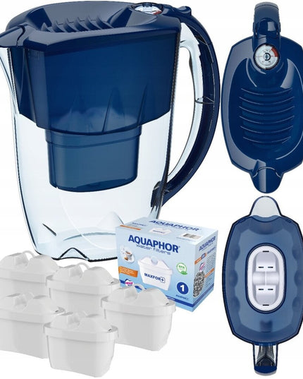 Vandens filtravimo ąsotis Aquaphor Amethyst 2.8l + Maxfor+ vandens filtrų, 5 vnt, tamsiai mėlynas