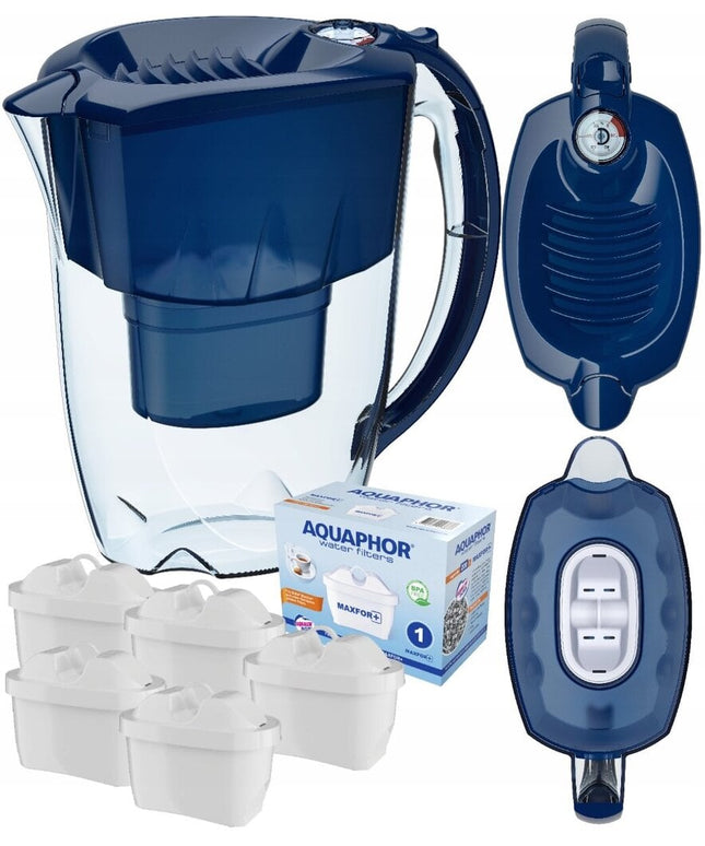 Vandens filtravimo ąsotis Aquaphor Amethyst 2.8l + Maxfor+ vandens filtrų, 5 vnt, tamsiai mėlynas