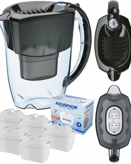 Vandens filtravimo ąsotis Aquaphor Amethyst 2.8l, juodas, su 5 vnt Maxfor+ vandens filtrų