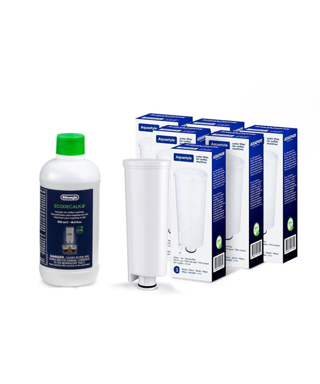 Kavos aparatų vandens filtras Aquaphor Delonghi 6 vnt + universali nukalkinimo priemonė Ecodecalk 500 ml
