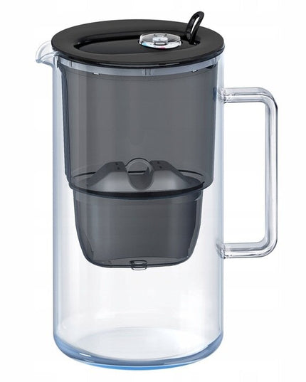 Vandens filtravimo ąsotis Aquaphor Glass, 2,5l, juodas, su 7 vnt Maxfor filtrų