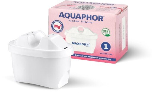 Stiklinis vandens filtravimo ąsotis Aquaphor Glass 2,5l + Maxfor Mg vandens filtras, baltas