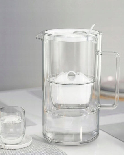 Stiklinis vandens filtravimo ąsotis Aquaphor Glass 2,5l + Maxfor Mg vandens filtras, baltas