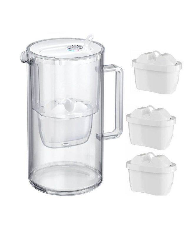 Stiklinis vandens filtravimo ąsotis Aquaphor Glass 2,5l su 3 vnt Maxfor+ vandens filtrų, baltas