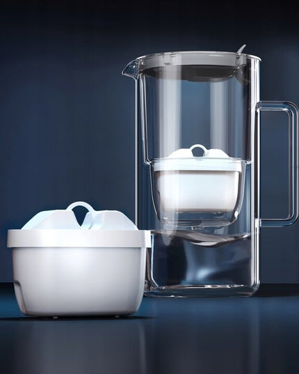 Stiklinis vandens filtravimo ąsotis Aquaphor Glass 2,5l su 3 vnt Maxfor+ vandens filtrų, baltas