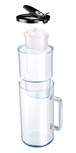 Aquaphor Glass, stiklinis 2,5 l filtravimo ąsotis su Maxfor+ Mg kasete, juodas
