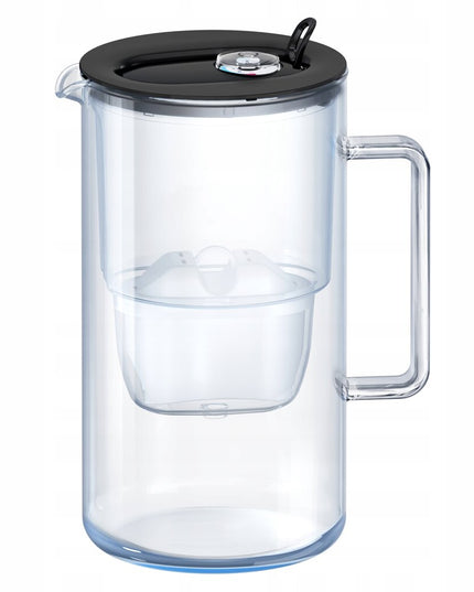Aquaphor Glass, stiklinis 2,5 l filtravimo ąsotis su Maxfor+ Mg kasete, juodas