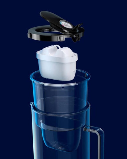 Stiklinis vandens filtravimo ąsotis Aquaphor Glass, 2,5l, baltas, su 4 vnt Maxfor Mg vandens filtrais