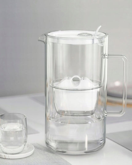 Stiklinis vandens filtravimo ąsotis Aquaphor Glass, 2,5l, baltas, su 4 vnt Maxfor Mg vandens filtrais