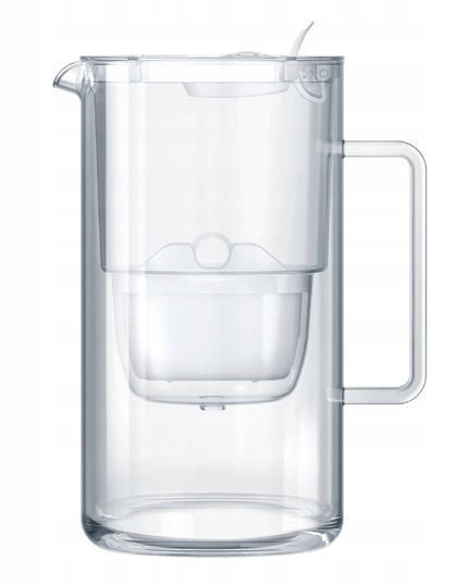 Stiklinis vandens filtravimo ąsotis Aquaphor Glass, 2,5l, baltas, su 4 vnt Maxfor Mg vandens filtrais