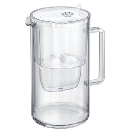 Stiklinis vandens filtravimo ąsotis Aquaphor Glass, 2,5l,  su 4 vnt vandens filtro kasečių (1Mg+3H), baltas