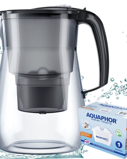 Vandens filtravimo ąsotis Aquaphor Onyx 4.2l, juodas, su 1 vnt Maxfor vandens filtru