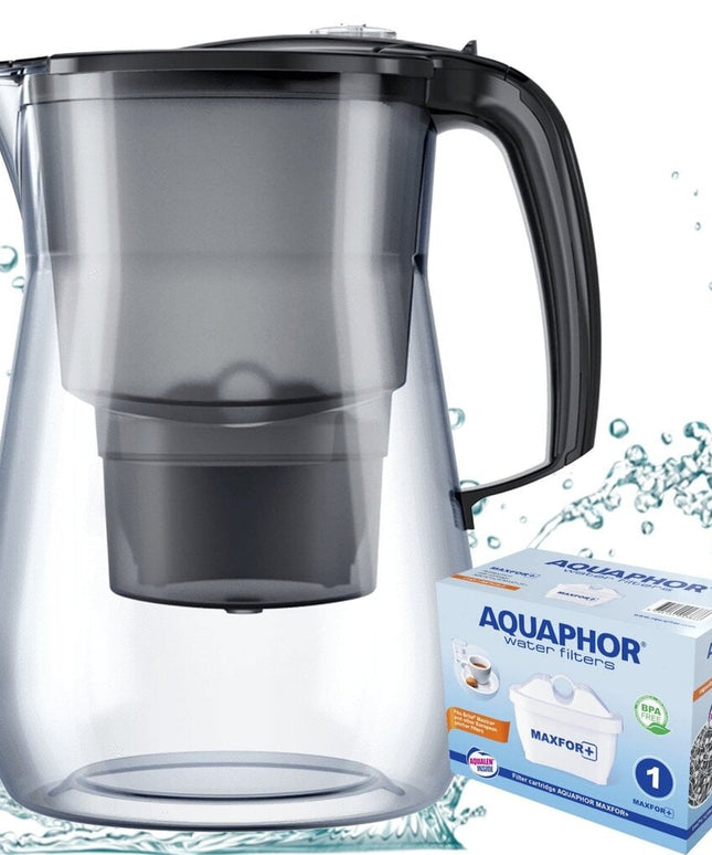 Vandens filtravimo ąsotis Aquaphor Onyx 4.2l, juodas, su 1 vnt Maxfor vandens filtru