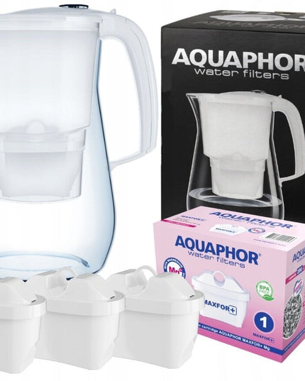 Vandens filtravimo ąsotis Aquaphor Onyx 4.2l, su Maxfor B25 Mg vandens filtrais, 3 vnt, baltas