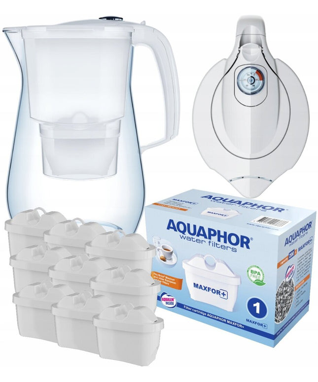 Vandens filtravimo ąsotis Aquaphor Onyx 4.2l + Maxfor B25 vandens filtrai, 9 vnt, baltas