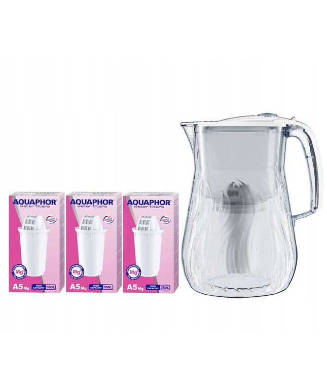 Vandens filtravimo ąsotis Aquaphor Orleans 4.2l + 3vnt A5 Mg vandens filtrai, baltas