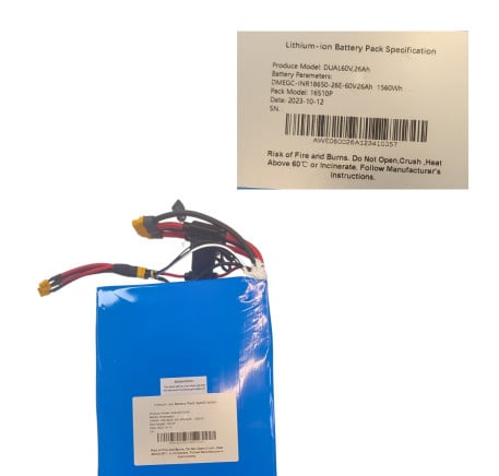 Baterija 60V 26Ah su Smart BMS Teverun Fighter / Supreme modeliams
