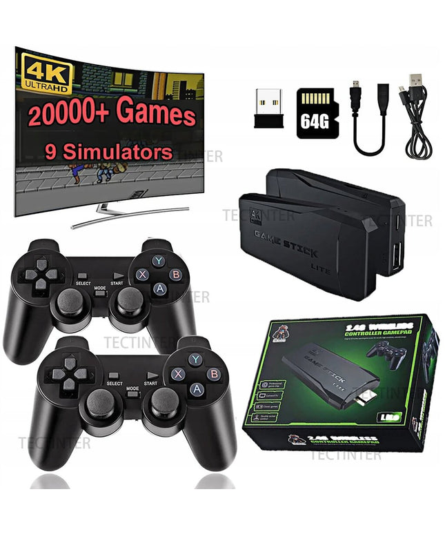 Belaidė retro TV žaidimų konsolė Stick Lite 4K M8, 64GB, su 20000 žaidimų