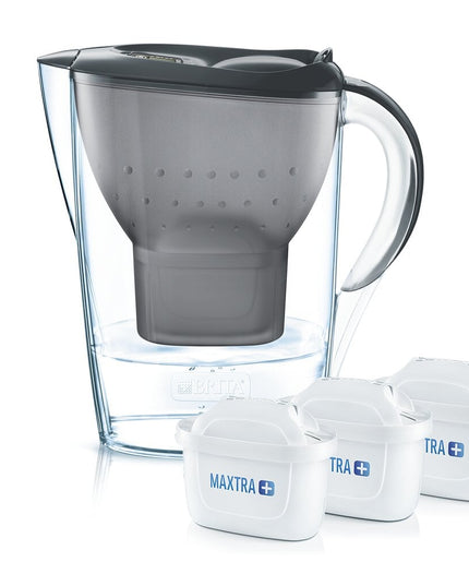 Vandens filtravimo ąsotis Brita Marella 2.4l Memo, pilkas, su 3 vnt Maxtra+ vandens filtrų