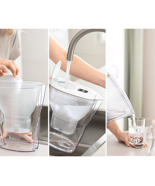 Vandens filtravimo ąsotis Brita Marella, 2,4l, baltas, su 3 vnt Maxtra Pro vandens filtrų