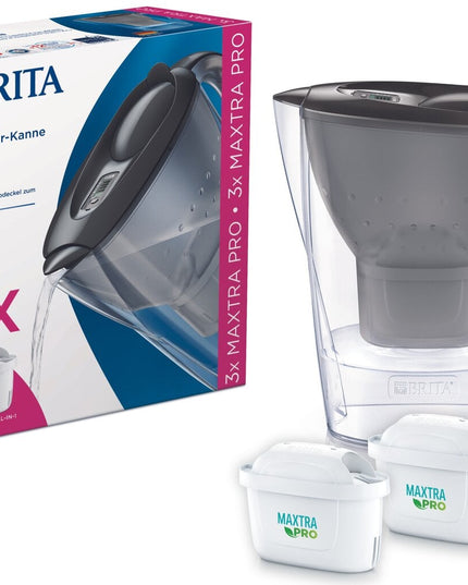 Vandens filtravimo ąsotis Brita Marella 2.4l, juodas, su 3 vnt Maxtra Pro vandens filtrų