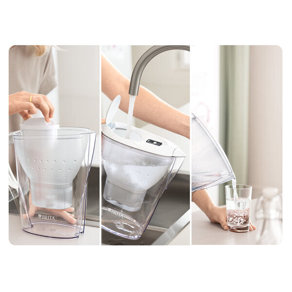 Vandens filtravimo ąsotis Brita Marella 3.5l, baltas, su 3 vnt vandens filtrų Maxtra Pro