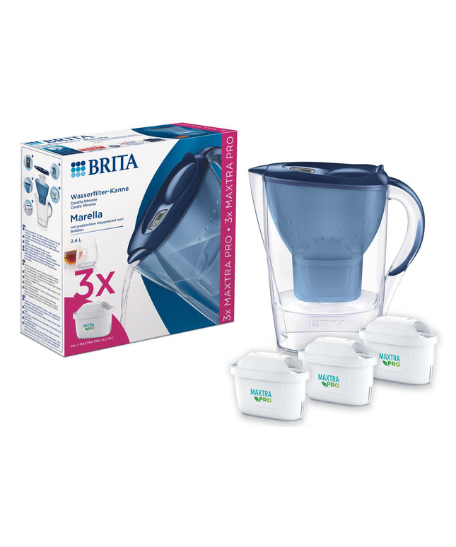 Vandens filtravimo ąsotis Brita Marella, 2.4l, mėlynas, su 3 vnt vandens filtrų Maxtra Pro+