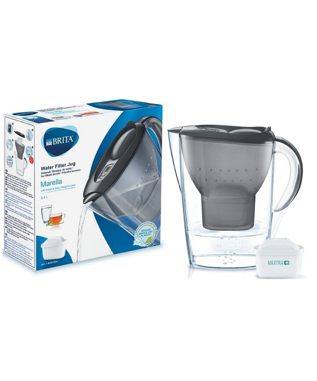Vandens filtravimo ąsotis Brita Marella, 2.4l, juodas, su 1 vnt Maxtra+ vandens filtru
