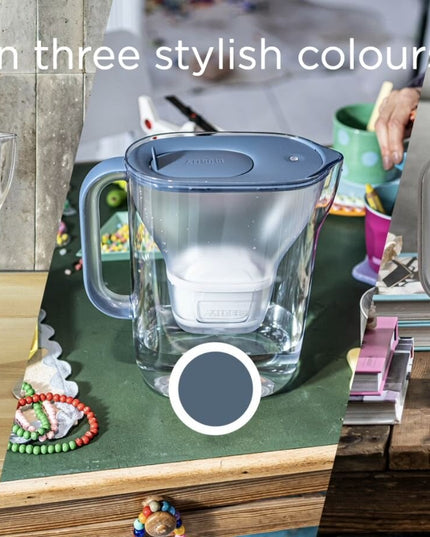 Vandens filtravimo ąsotis Brita Style Essential Led 2,4l, smėlio spalvos, su 1 vnt Maxtra Pro vandens filtru