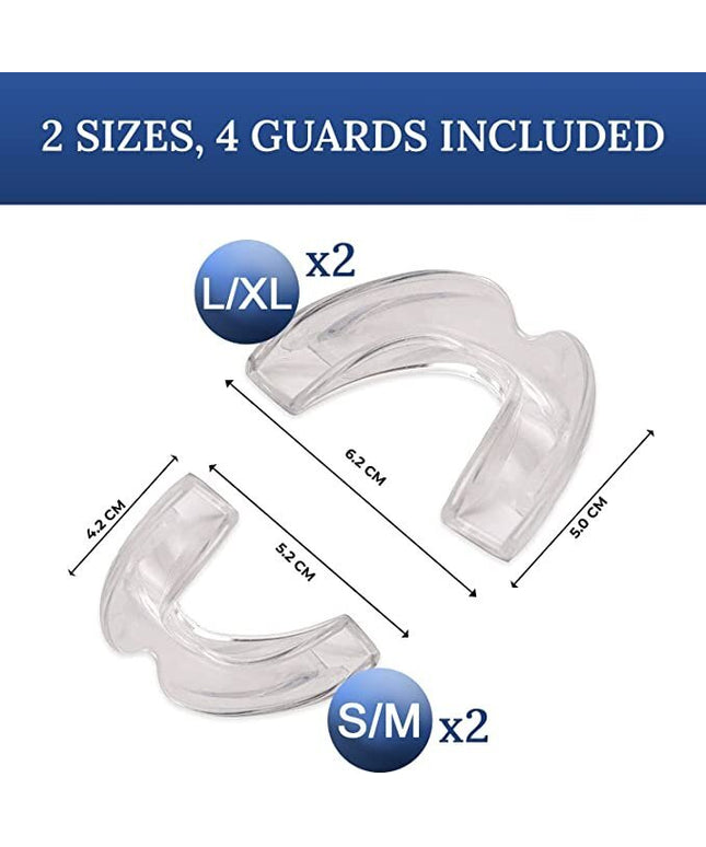 Dantų kapos apsaugančios nuo griežimo/bruksizmo su dėžute, 4 vnt skirtingų dydžių