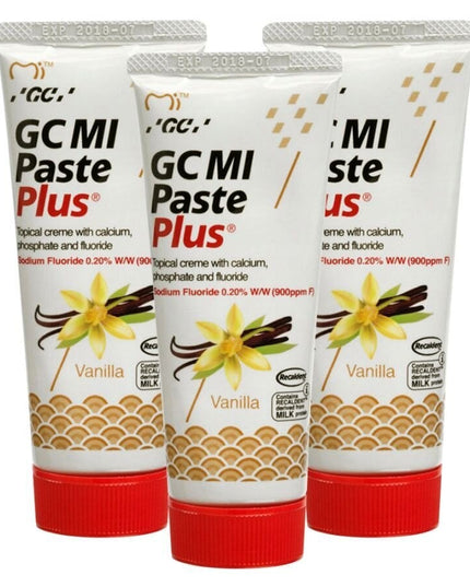 Dantų kremas su fluoru GC Mi Paste Plus Recaldent, vanilės skonio, 35 ml, 3 vnt