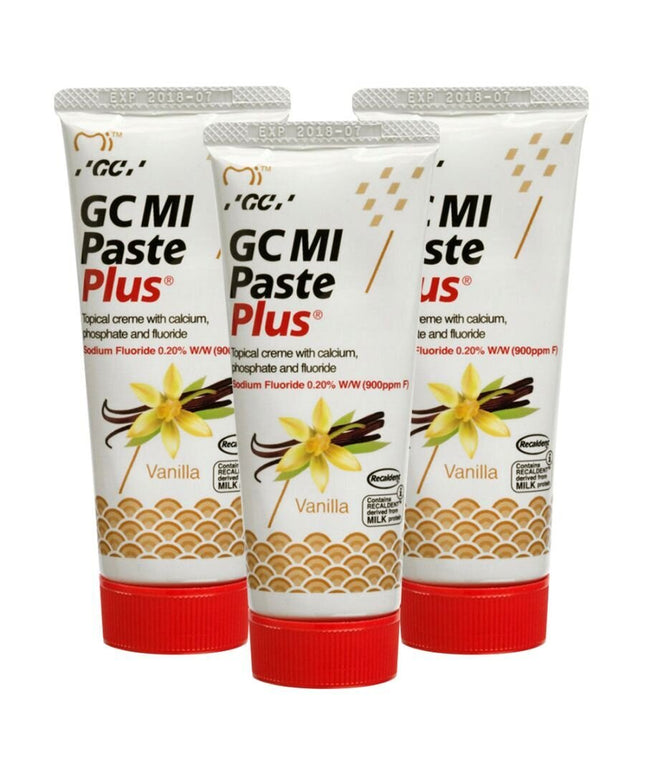 Dantų kremas su fluoru GC Mi Paste Plus Recaldent, vanilės skonio, 35 ml, 3 vnt