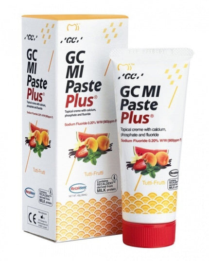 Dantų kremas su fluoru GC Mi Paste Plus Recaldent, įvairių vaisių skonio, 35 ml
