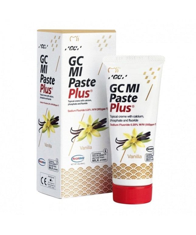 Dantų kremas su fluoru GC Mi Paste Plus Recaldent, vanilės skonio, 35 ml