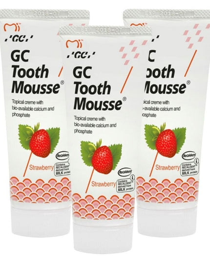 Dantų pasta be fluoro GC Tooth Mousse Recaldent, 35 ml, braškių skonio, 3 vnt