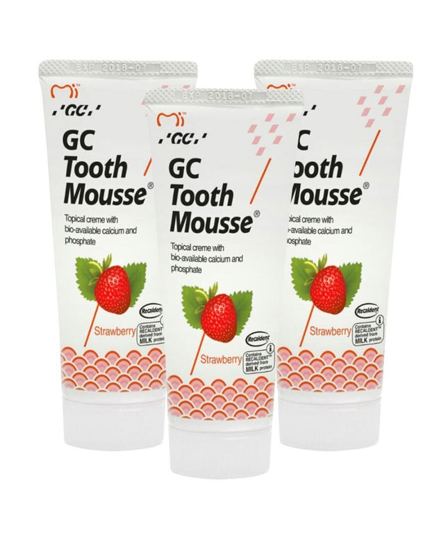 Dantų pasta be fluoro GC Tooth Mousse Recaldent, 35 ml, braškių skonio, 3 vnt