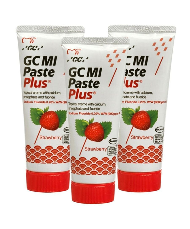 Dantų pasta su fluoru GC Mi Paste Plus Recaldent, braškių skonio, 35 ml, 3 vnt