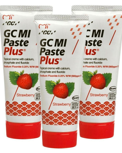Dantų pasta su fluoru GC Mi Paste Plus Recaldent, braškių skonio, 35 ml, 3 vnt