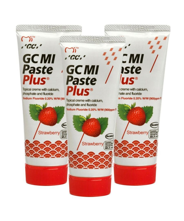 Dantų pasta su fluoru GC Mi Paste Plus Recaldent, braškių skonio, 35 ml, 3 vnt