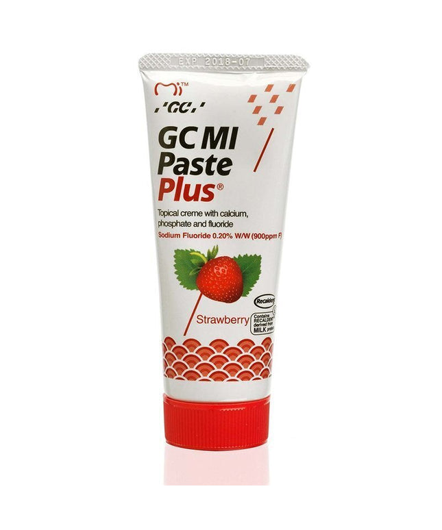 GC Mi Paste Plus Recaldent dantų kremas su fluoru, braškių skonio, 35 ml